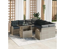 Vidaxl Conjunto De Sofá De Jardim 9 Unid. Cinzento-claro Vime Pe