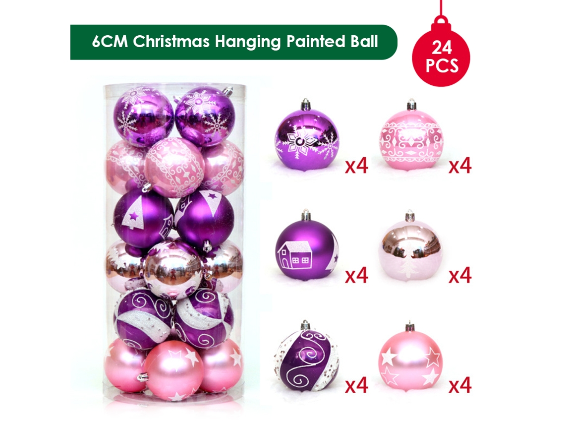 Conjunto de Bolas de Natal Pintadas de 6cm, 24pcs, para Árvore e Presente