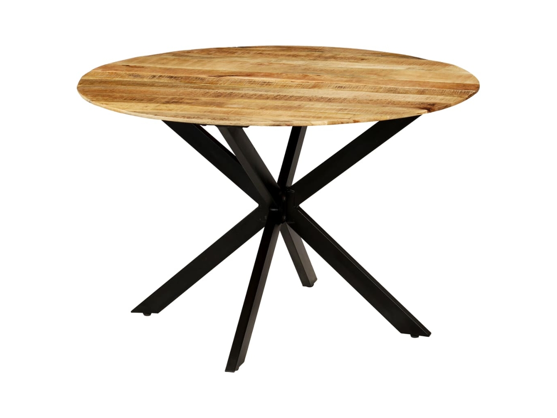 Vidaxl Mesa Jantar Madeira De Mangueira Maciça Áspera + Aço 120x77 Cm