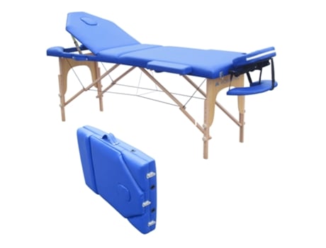 Marquesa de Massagens Portátil MOBICLINIC Madeira Reposacabeças Portátil 186x60 cm Massagem Azul Ca-01 Plus