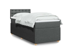 Vidaxl Cama Com Molas/colchão 90x190 Cm Tecido Cinza-escuro