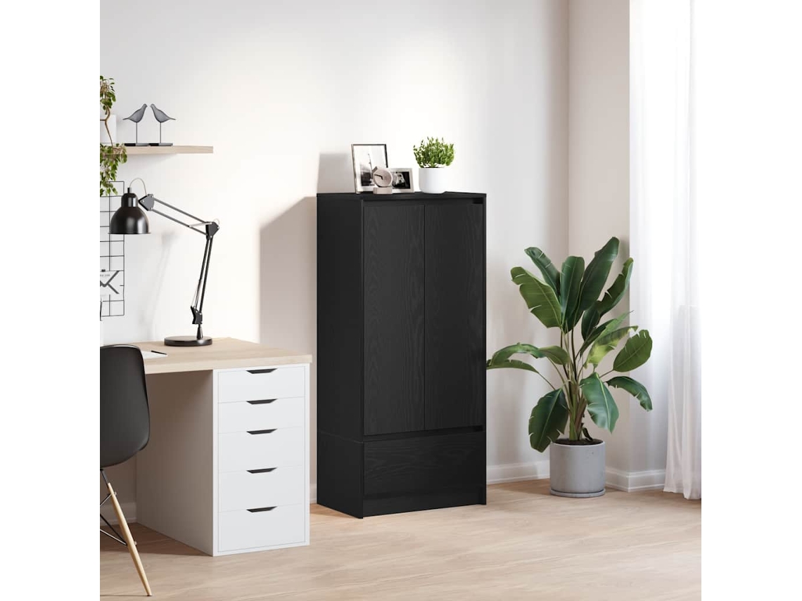 Armário Com Gaveta 55,5x34x119,5 Cm Carvalho Preto Lovely Home