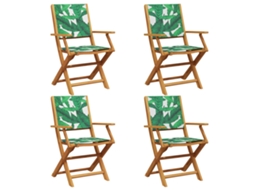 Maison Exclusive - Cadeiras De Jardim Dobráveis 4 Pcs Tecido/madeira Maciça Verde