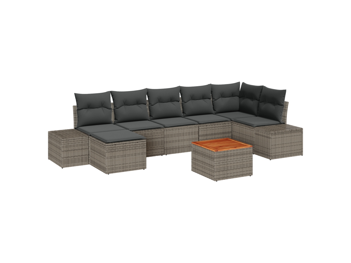 Conjunto 8 Conjunto De Sofá De Jardim Vidaxl Cinzento Vime Pe (55 X 55 X 37 Cm)