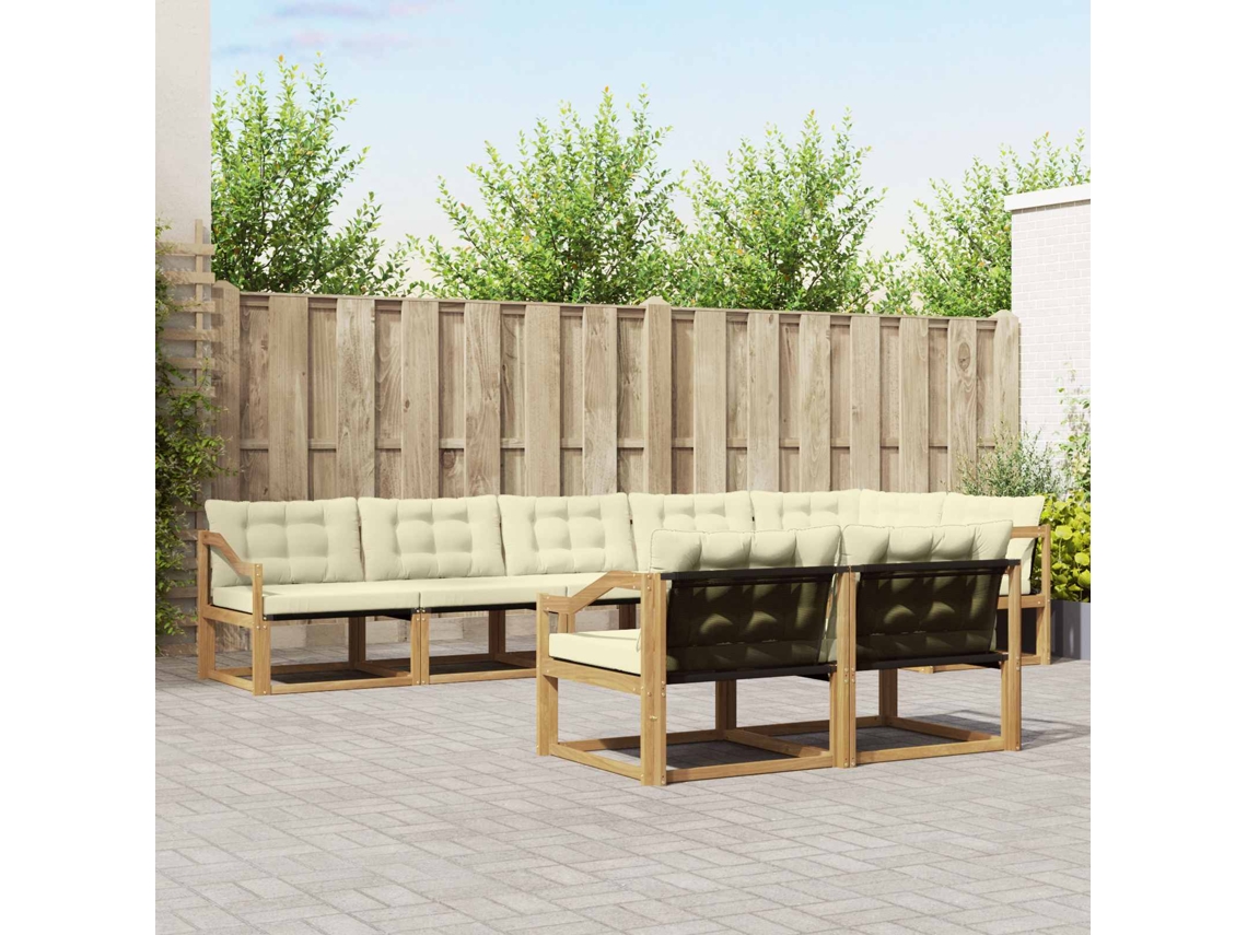 Vidaxl Conjunto De Sofás Para Exterior 8 Pcs Branco E Creme