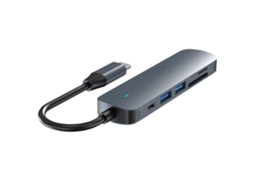 Hub USB c 6 em 1 HDMI 4k PD 100 W IKIKSO (cinza)