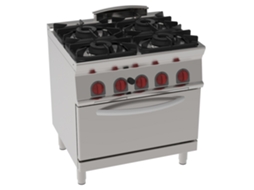Fogão A Gás 4 Queimadores 1 Forno Estático A Gás Gn 2/1 800x700x900 Mm 35,8 Kw 35160317 Eurast