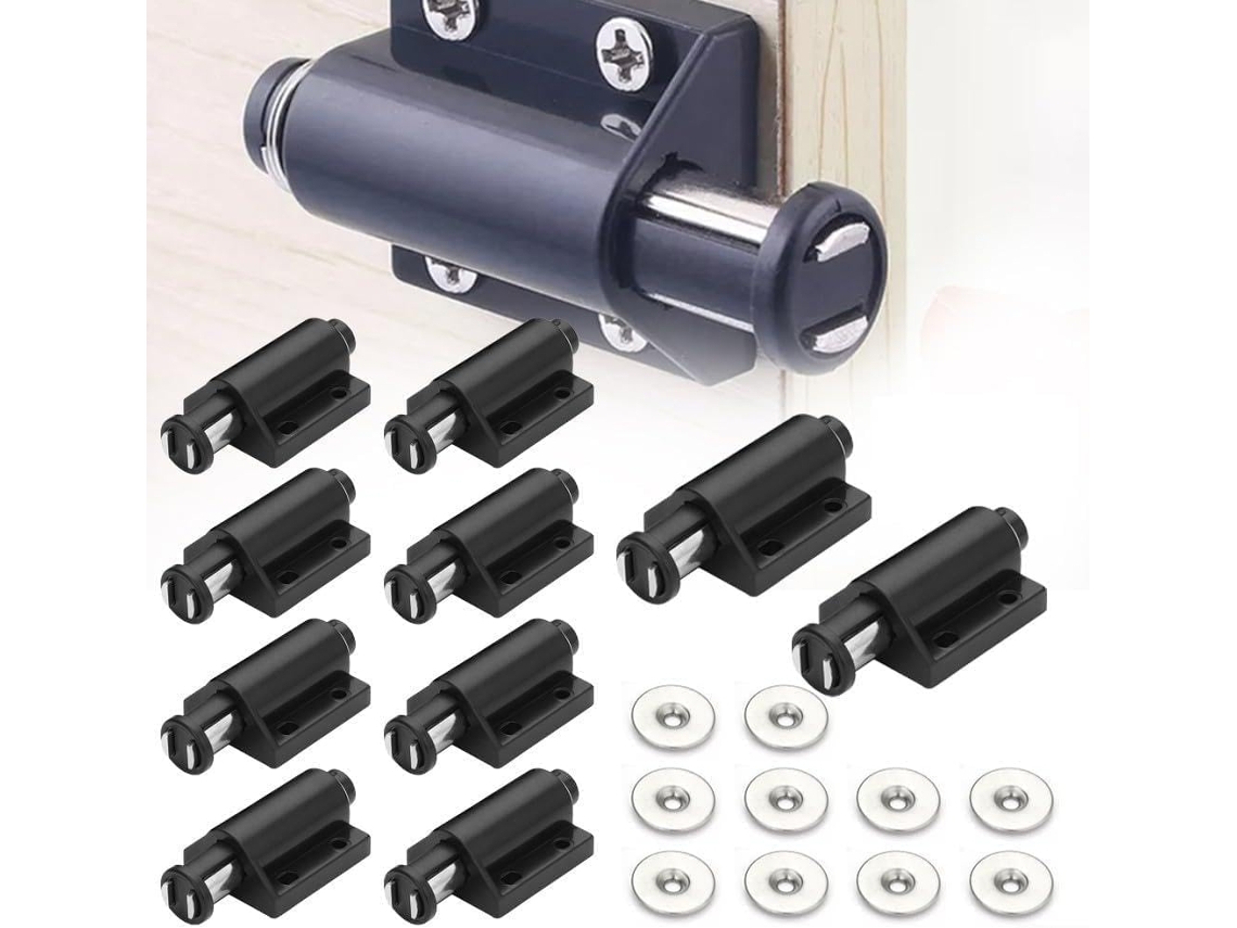 Conjunto De 10-fechos Magnéticos Porta Com Abertura Por Pressão, Em Plástico Preto, Para Armários De Cozinha, Guarda