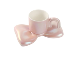 Chávenas de Café Criativas de Cerâmica com Pires em Formato de Laço Aderência Confortável 6.5 Oz. RNEMITERY