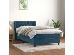 Vidaxl Cama com Molas/colchão 200x200 Cm Veludo Azul escuro