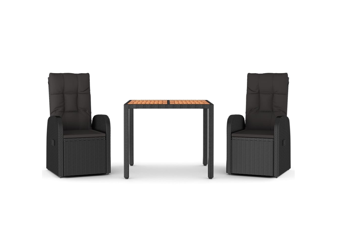 Garden Dining Set, Garden Dining Sets Vidaxl Preto Rattan / Vime (mesa Com 90 Cm De Comprimento)
