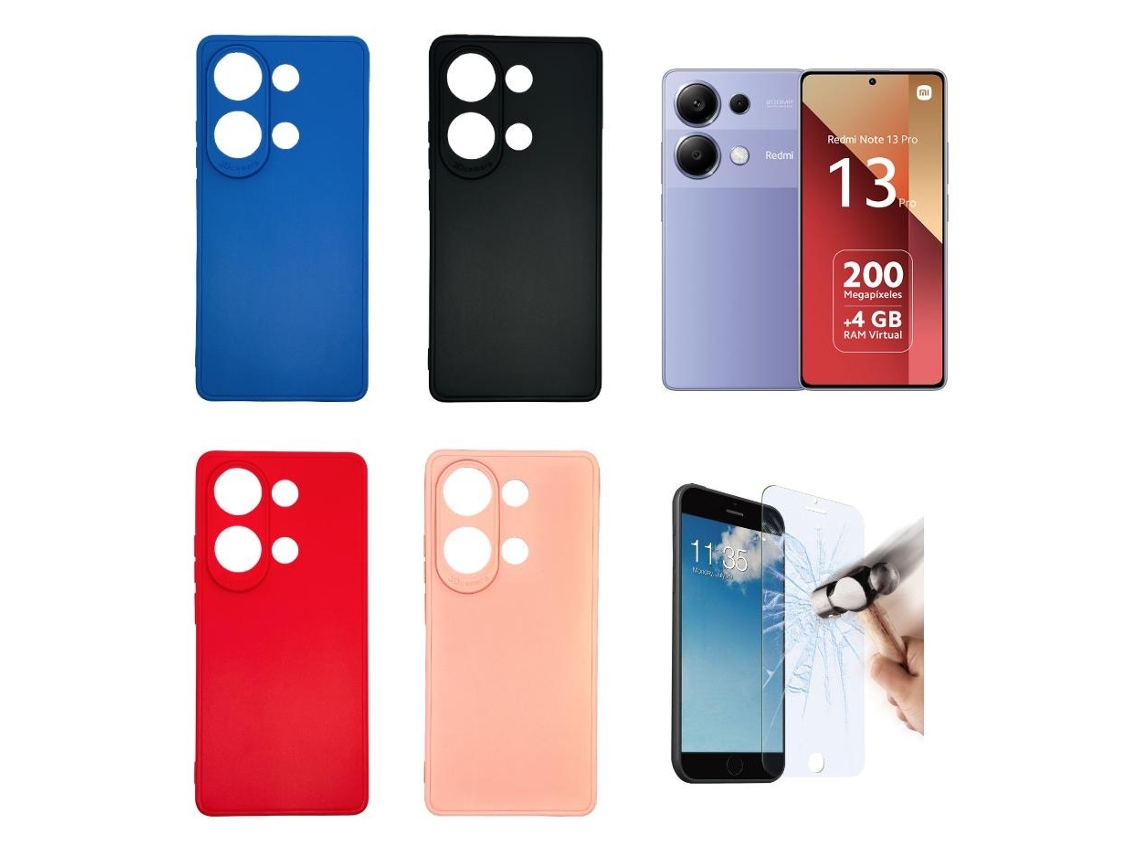Lurelia Kit Proteção Para Xiaomi Redmi Note 13 Pro 4g, Capa Tpu Gel E Vidro De Ecrã