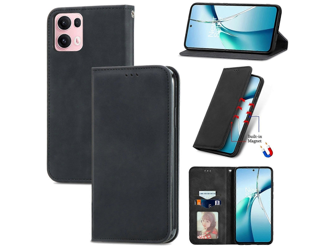 Capa De Celular De Couro Com Flip Magnético Retro Skin Feel