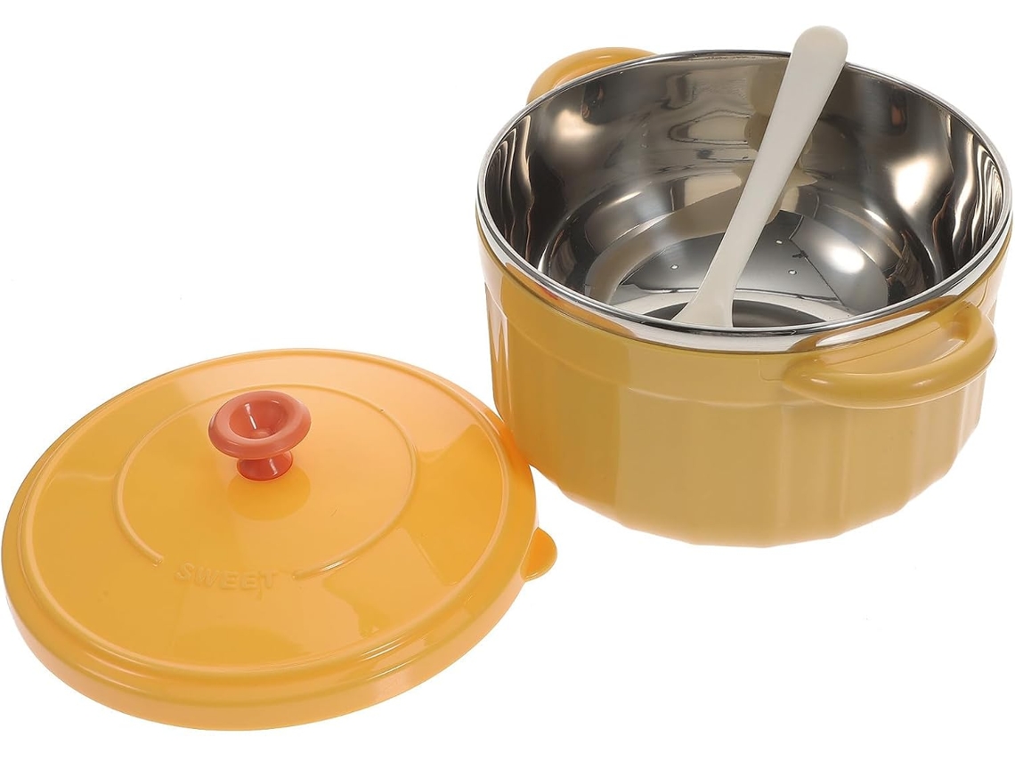 Tigela Para Ramen Kesyoo Em Aço Inoxidável Com Tampa, Grande Capacidade, Fácil De Limpar E Armazenar, Ideal Para