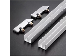 Conjunto De Trilhos Para Portas Correr, Para Vitrines De Vidro Duplo Com 5mm Espessura E Rodas Liga Alumínio