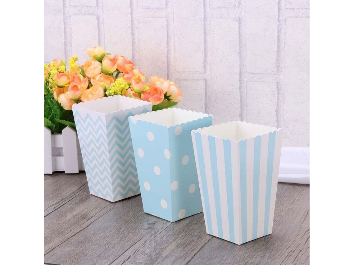 2026 bolsas de Papel para Palomitas de Maíz com 3 Designs, 30 Unidades, 7x7x12 Cm, Vermelho, para Festa de Aniversário e Eventos 30 Peças Azul