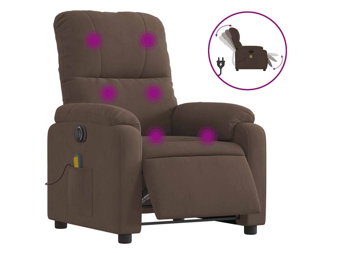 Electric Massage Recliner Chair, Electric Massage Recliner Chairs Vidaxl Marrom Microfibra
