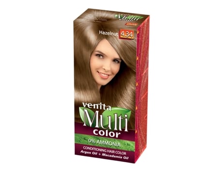Cor De Cabelo Venita Multicolor 4.34 Noz Pecã Cuidado Sedoso E Cor Intensa