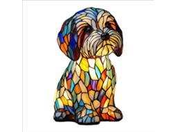 Luminária Noturna Retrô Em Resina Com Cachorrinho Arco-íris Decoração