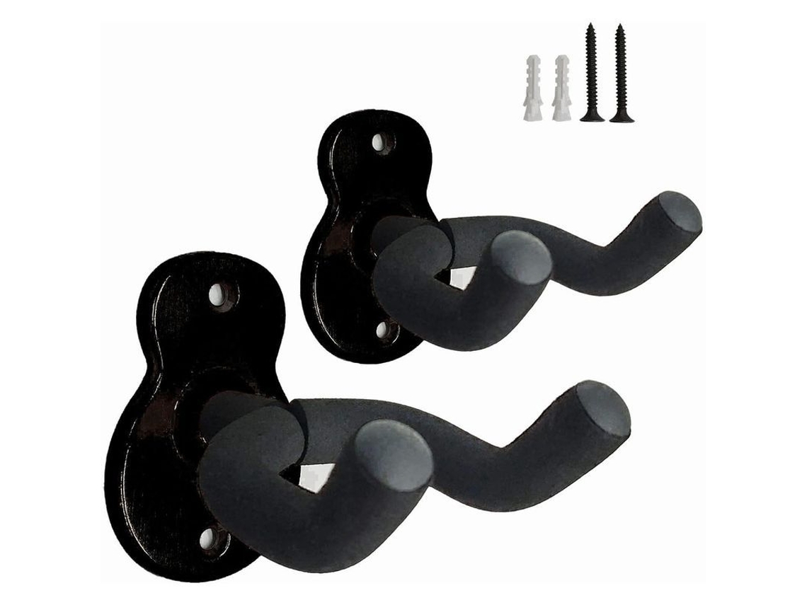 Suporte de parede para guitarra LINJOU, 2 unidades, metal, com esponja, giratório, preto