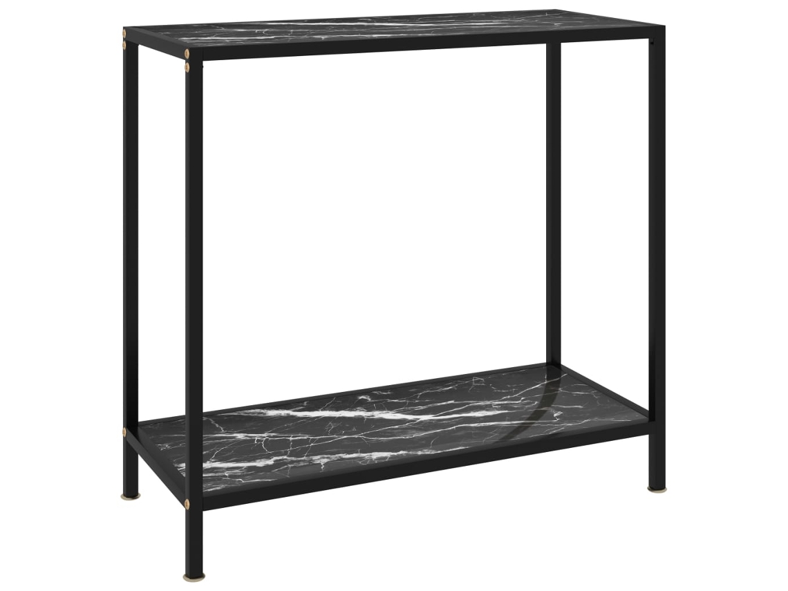 Mesa Consolamesa De Apoiomesa De Café 80x35x75 Cm Vidro Temperado Preto Lovely Home