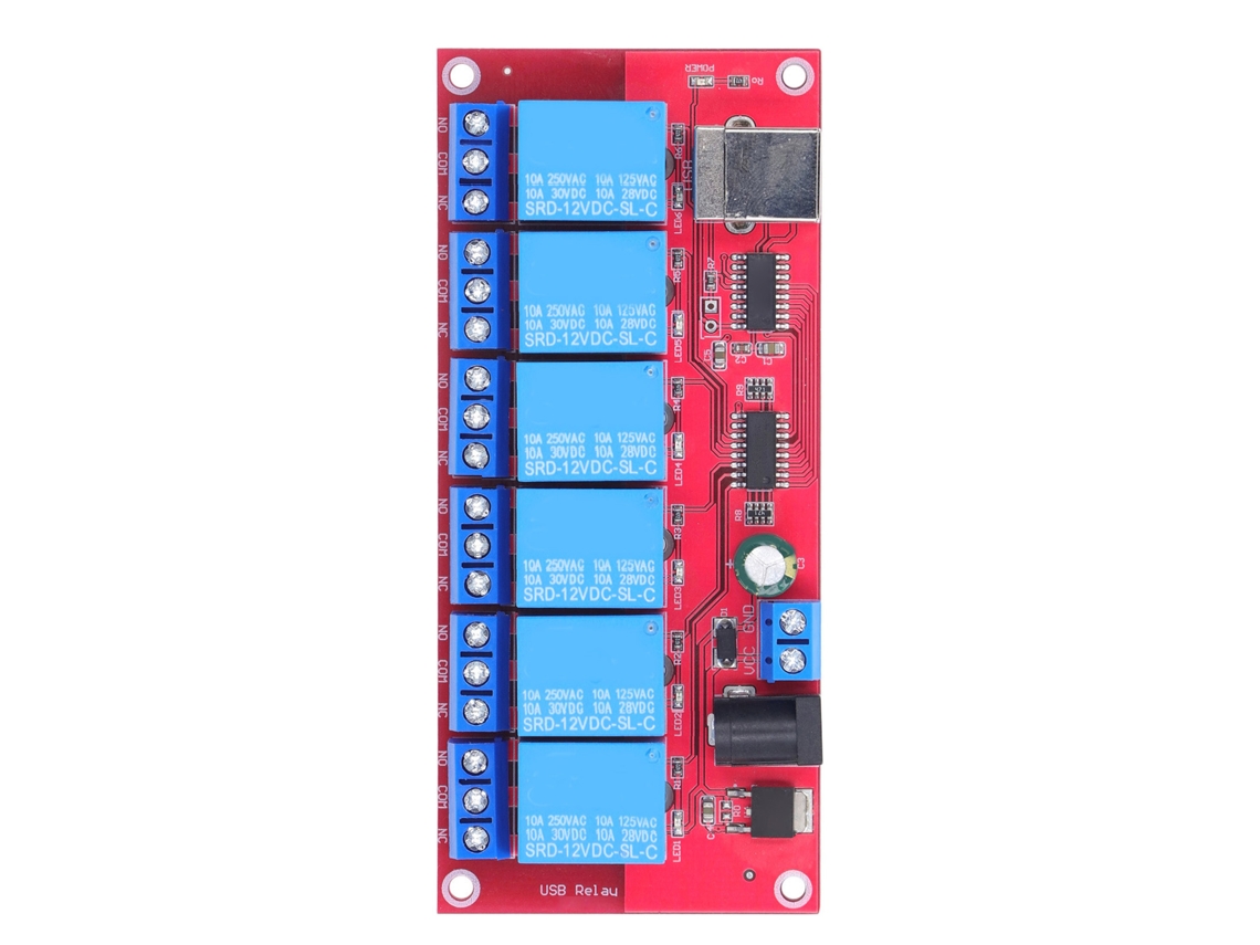 Módulo Relé Usb De 6 Canais Ajustável 12v