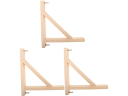 Conjunto De 3 Suportes Triangulares Para Prateleira De Parede Em Madeira Natural Maciça.