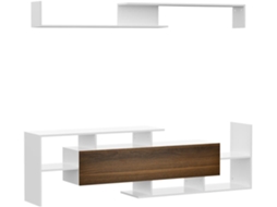 Móvel de Tv Melamina de Madeira Cor Branco e Marrom 153,6x25x42 cm Homcom