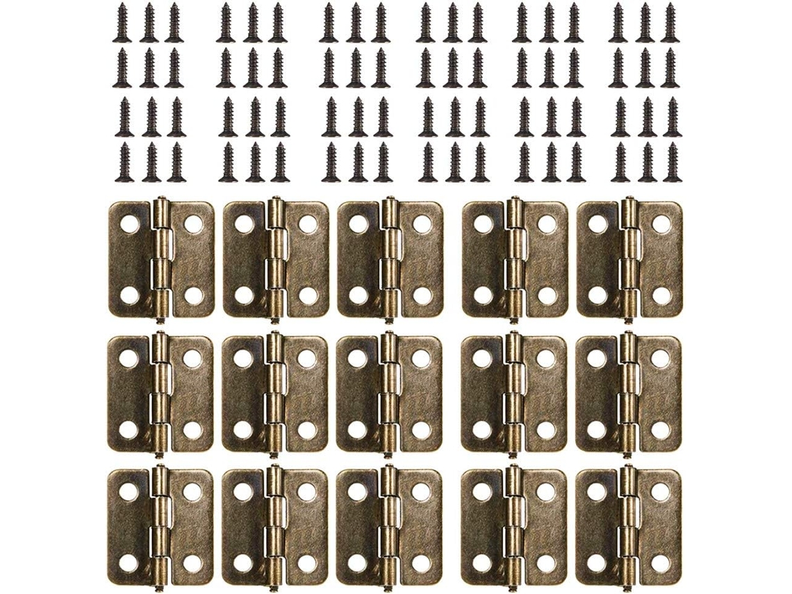 Dobradiças Planas De 18 X 15 Mm, 50 Unidades, Mini Retrô Em Bronze Antigo