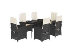 Garden Dining Set, Garden Dining Sets Vidaxl Preto Rattan / Vime (mesa Com 160 Cm De Comprimento)
