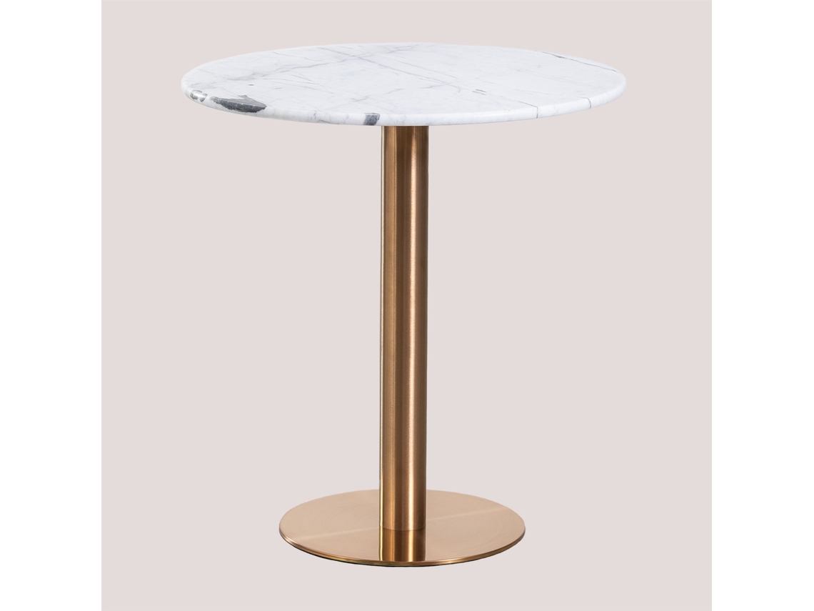 Sklum Mesa De Bar Redonda Em Mármore Cosmopolitan Mármore     Oro Rosa     Ø70 Cm              Mármore Branco Guangxi