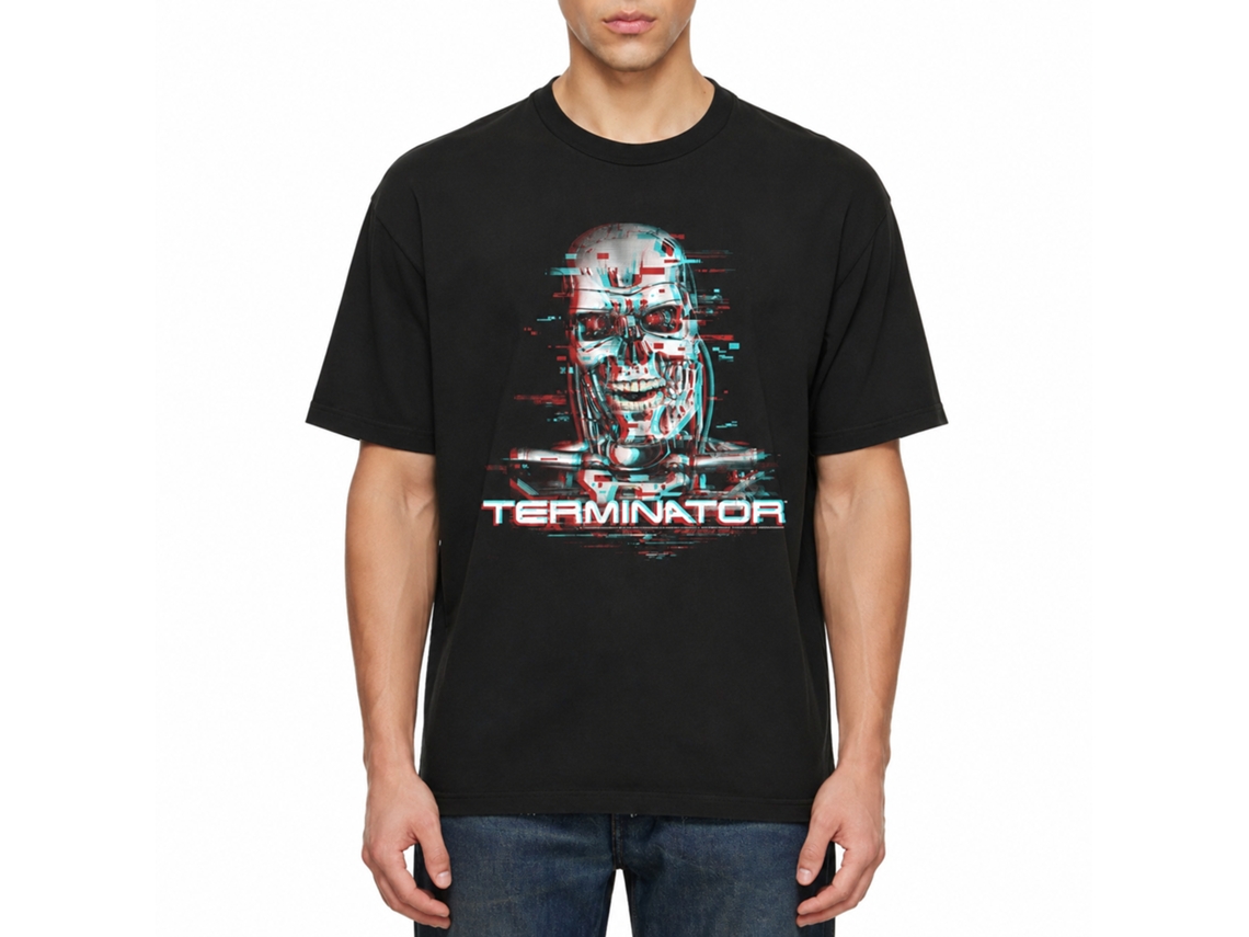 Rockinstone Terminator Glitch Black Adult T-shirt Size:m