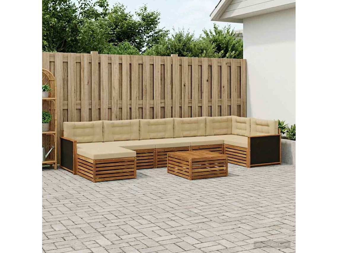 Vidaxl Conjunto De Sofás Para Exterior 8 Pcs Natural E Bege