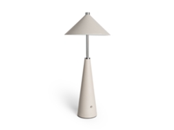 Candeeiro De Mesa Led Portátil Em Couro E Metal Com Bateria Usb Recarregável Tyu Tule Bege
