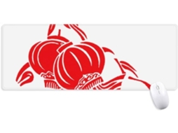 Mousepad Antiderrapante com Estampa de Lanterna Chinesa e Lótus Vermelho, Ampla Superfície para Jogos, Ideal M