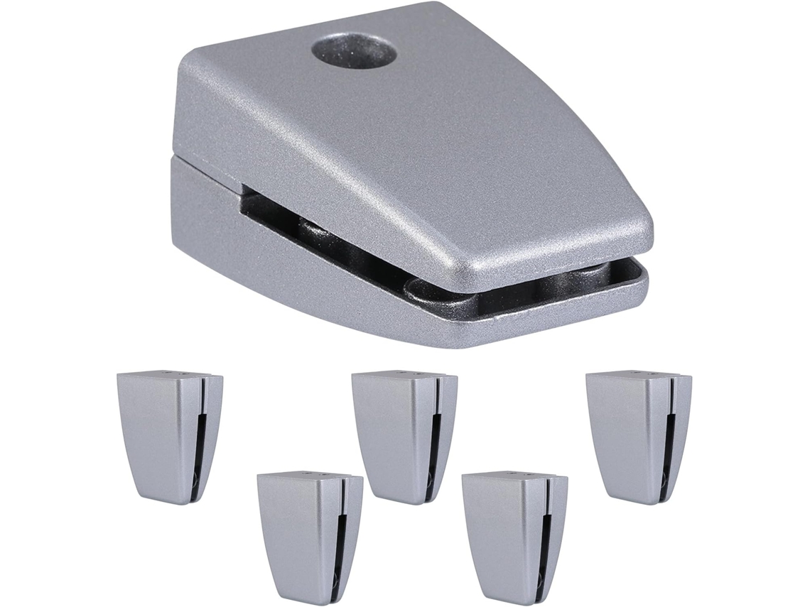Conjunto de 6 clipes de mesa de vidro, clipes de alumínio com acabamento em acetina, suporte para divisórias de vidro.