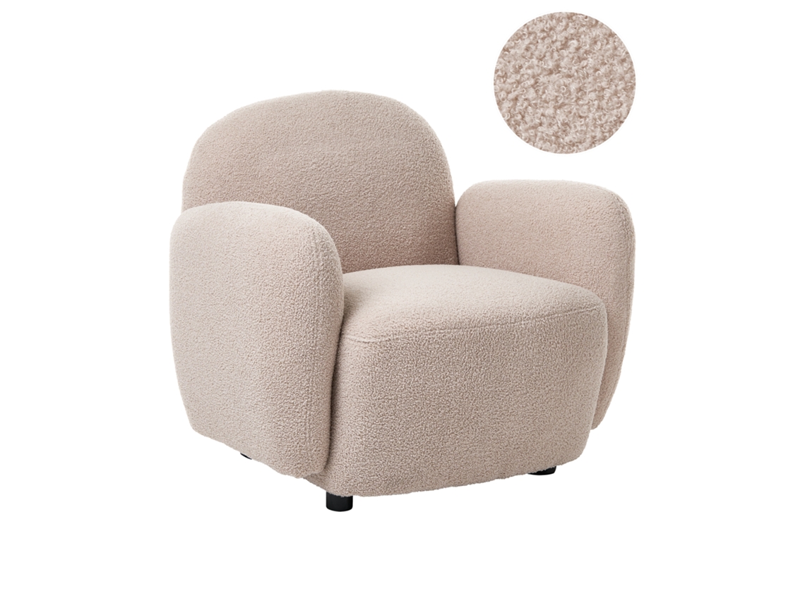 Poltrona Beliani Jule De Bouclé Creme 89x82x77