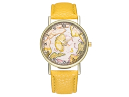 Relógio de Pulso Elegante de Quartzo para Homens e Mulheres Presente Moda (amarelo)
