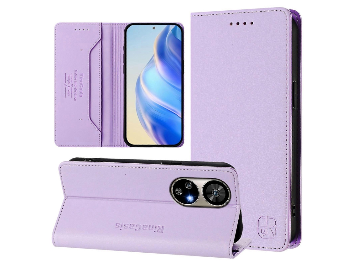 Capa De Couro Para Celular Rc01 Com Dupla Dobra Magnética E Rfid
