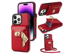 Casa Em Tpu Com Suporte, Pega E Porta-cartões Para Apple Iphone 16 Pro - Vermelho