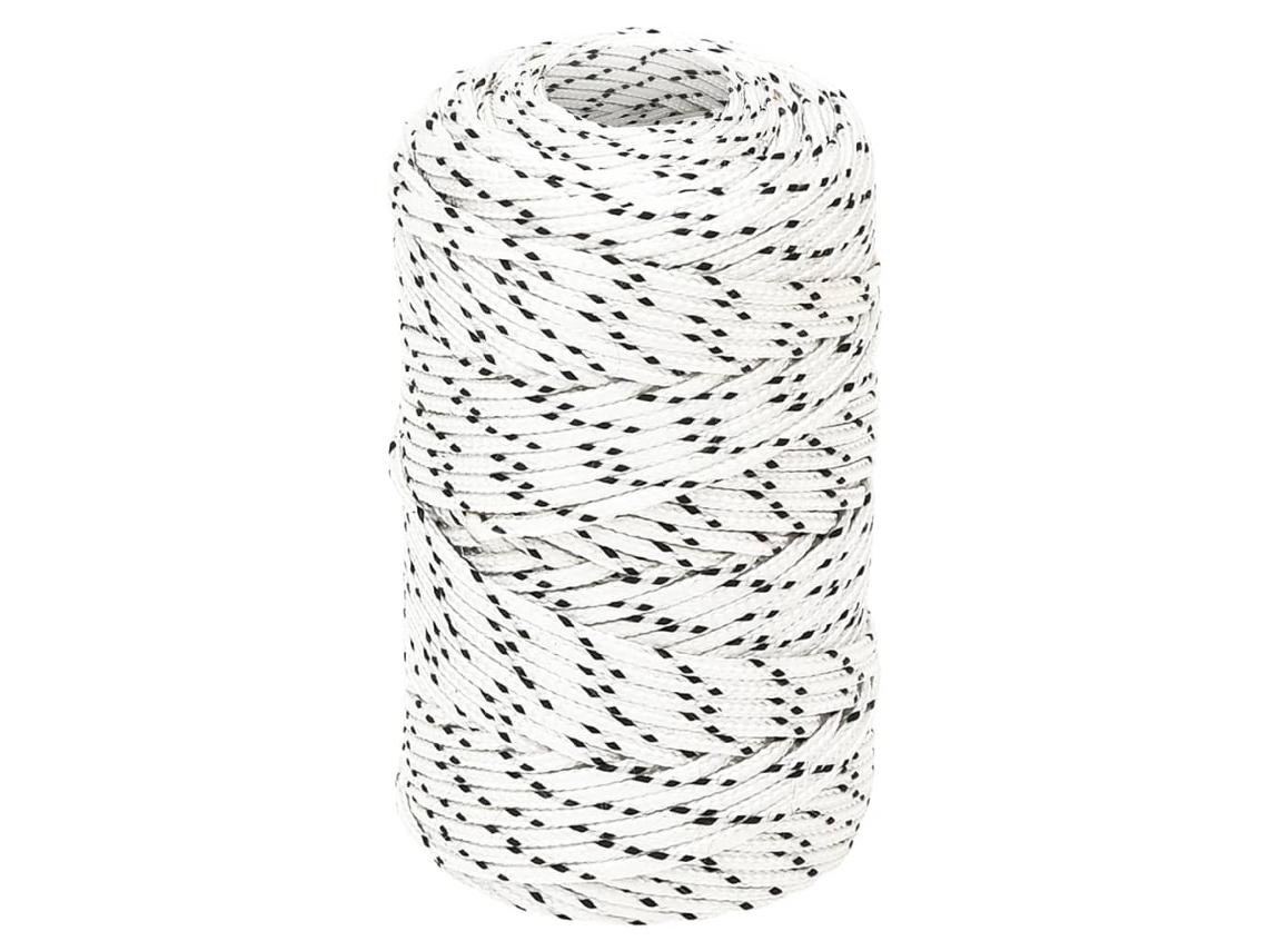 Vidaxl Corda Entrançada Para Barco 2 Mm X 500 M Poliéster Branco