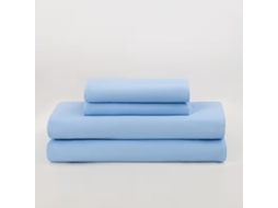 Conjunto Lençóis 4 Peças Lençol De Baixo 140x200x26cm Lençol De Cima 206x240cm 2 Fronhas 75x50cm Poliéster Azul Hexinyigjly