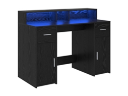 Conjunto 1 Mesa Com Led Vidaxl Preto Derivados De Madeira (120 X 55 X 91 Cm)