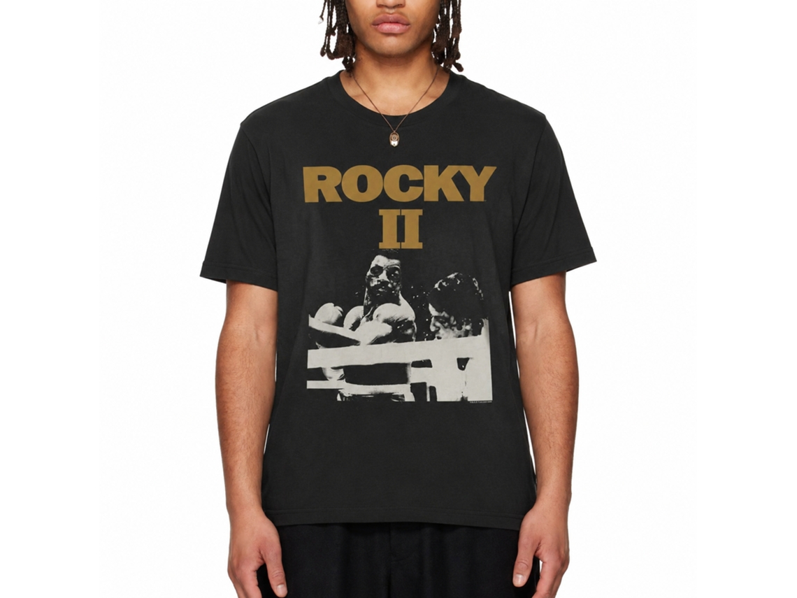 Rockinstone Rocky Movie Rocky 2 Black Adult T-shirt Size:m