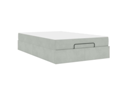 Conjunto de Estruturas de Cama com Colchão 2 Pcs Cinzento Claro Veludo MAISON EXCLUSIVE