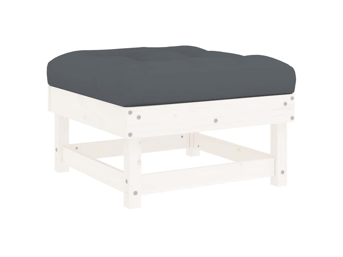 Maison Exclusive - Apoio De Pés P/ Jardim C/ Almofadão Pinho Maciço Branco