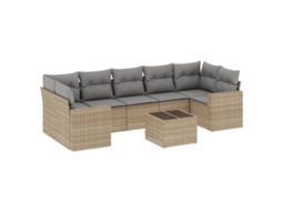 Maison Exclusive - 8 Pcs Conjunto De Sofás P/ Jardim Com Almofadões Vime Pe Bege