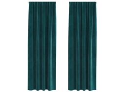 Conjunto 2 Cortinas Opacas Vidaxl Verde Veludo (140 X 225 Cm)