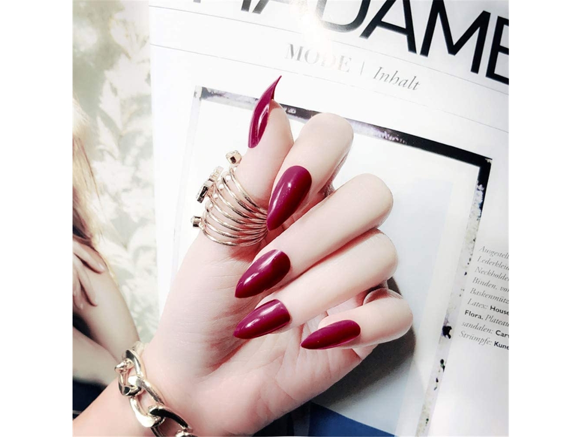24 Peças/box Unhas Falsas De Decoração De Arte Em Cor Solida Matte Com Cola F108