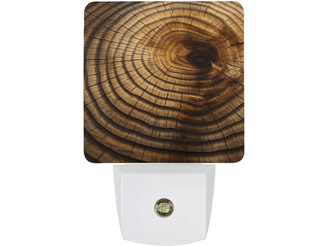 Luminária de parede LED com plugue, acendimento automático, sensor crepuscular automático, Anéis de Árvore